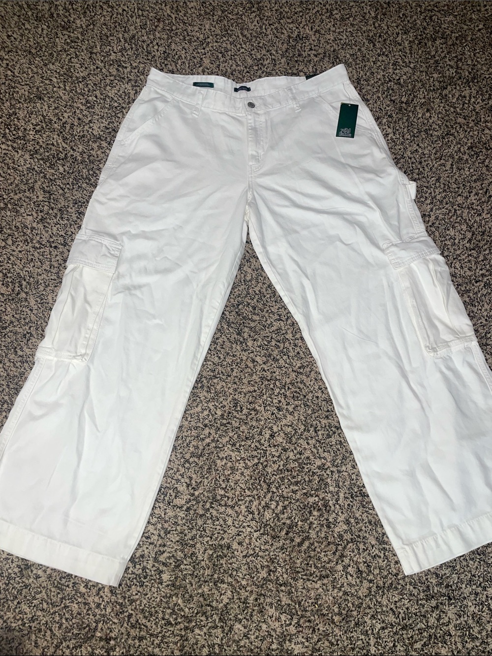 Wild Fable White Baggy Cargo Wide Leg Mid Rise Trousers Size 14 NWT